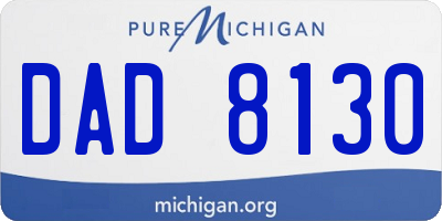 MI license plate DAD8130