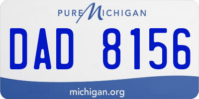 MI license plate DAD8156