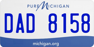 MI license plate DAD8158
