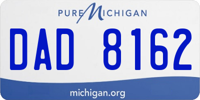 MI license plate DAD8162