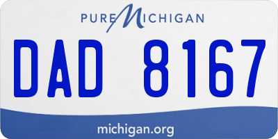 MI license plate DAD8167