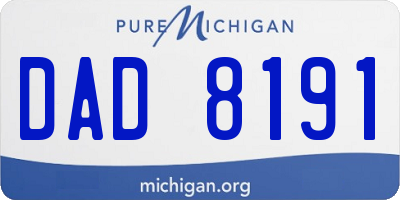 MI license plate DAD8191