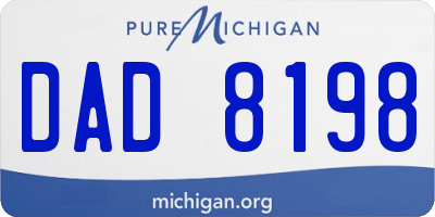 MI license plate DAD8198