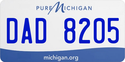 MI license plate DAD8205
