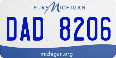 MI license plate DAD8206