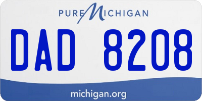 MI license plate DAD8208