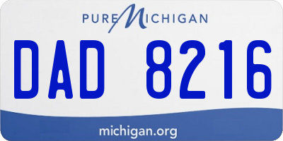 MI license plate DAD8216