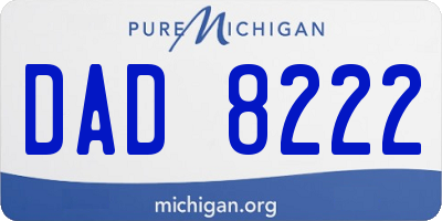 MI license plate DAD8222