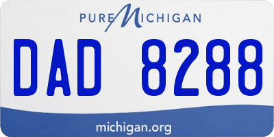 MI license plate DAD8288