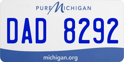 MI license plate DAD8292