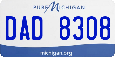 MI license plate DAD8308