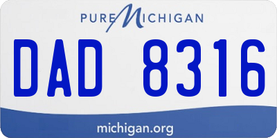 MI license plate DAD8316