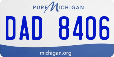 MI license plate DAD8406