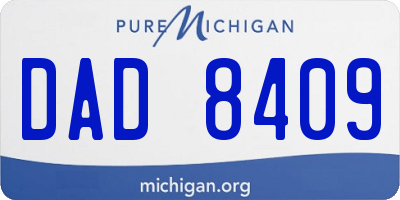 MI license plate DAD8409