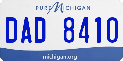 MI license plate DAD8410