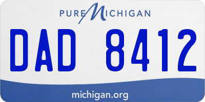 MI license plate DAD8412