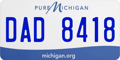 MI license plate DAD8418
