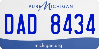 MI license plate DAD8434
