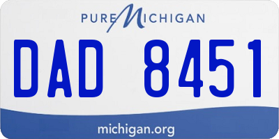 MI license plate DAD8451