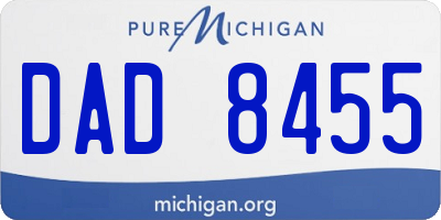 MI license plate DAD8455