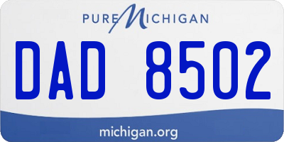 MI license plate DAD8502