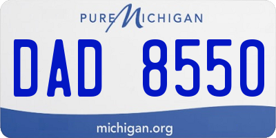 MI license plate DAD8550