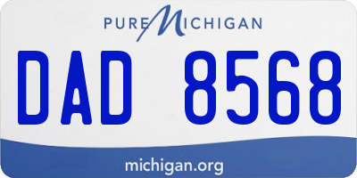 MI license plate DAD8568