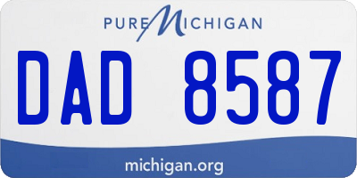 MI license plate DAD8587
