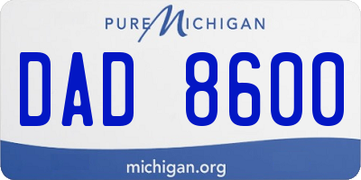 MI license plate DAD8600
