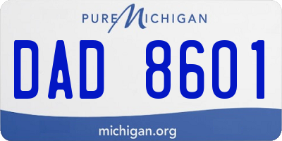 MI license plate DAD8601
