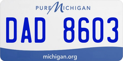 MI license plate DAD8603