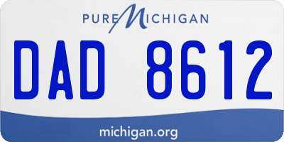 MI license plate DAD8612