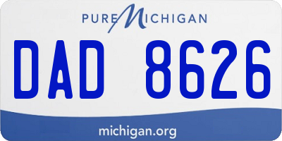 MI license plate DAD8626