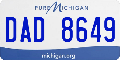 MI license plate DAD8649