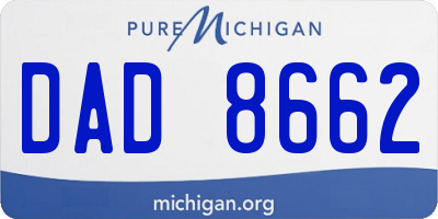 MI license plate DAD8662