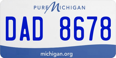 MI license plate DAD8678