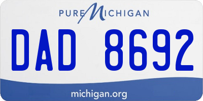 MI license plate DAD8692