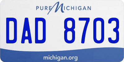 MI license plate DAD8703