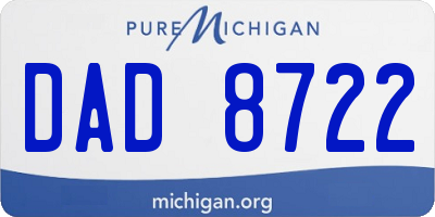 MI license plate DAD8722