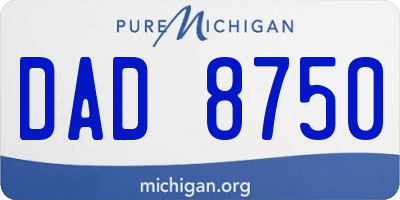 MI license plate DAD8750