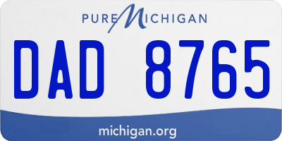 MI license plate DAD8765