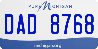 MI license plate DAD8768