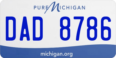 MI license plate DAD8786