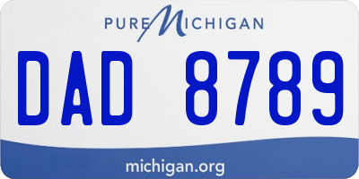 MI license plate DAD8789