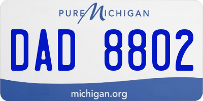 MI license plate DAD8802