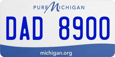 MI license plate DAD8900