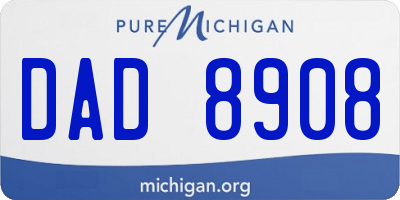 MI license plate DAD8908