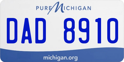 MI license plate DAD8910