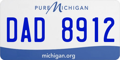MI license plate DAD8912