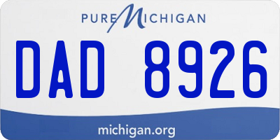 MI license plate DAD8926